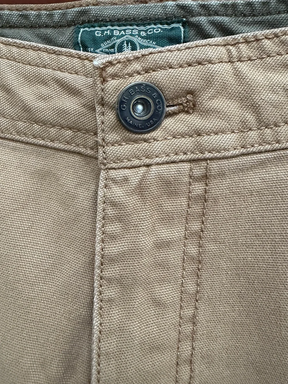 GH Bass & Co Canvas Terrain Pants 34x32 Rugged Khaki Tan Cotton Cargo Pants P4